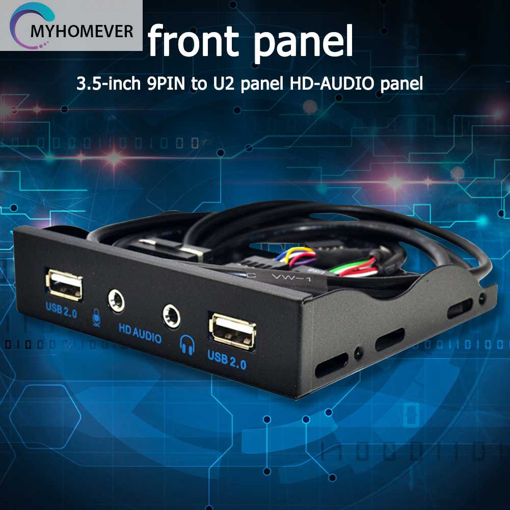 Bảng Điều Khiển Âm Thanh 3.5 inch 9Pin Sang 2 USB 2.0 Bay HD Audio 3.5mm