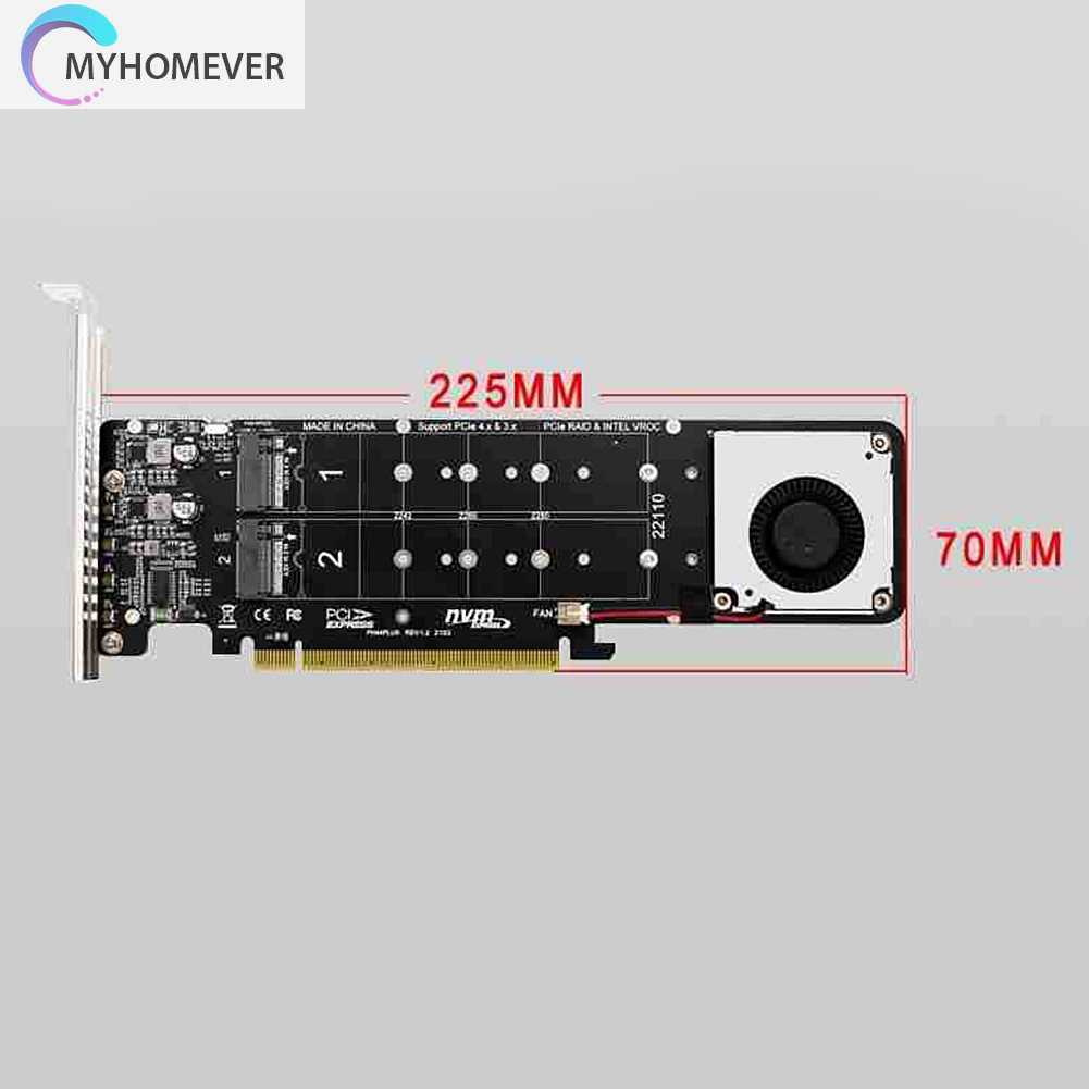 Card Chuyển Đổi 4Disk NVME Raid PCI-E4.0X16 Hai Mặt Cho 2230 / 2242 / 2260 / 2280mm