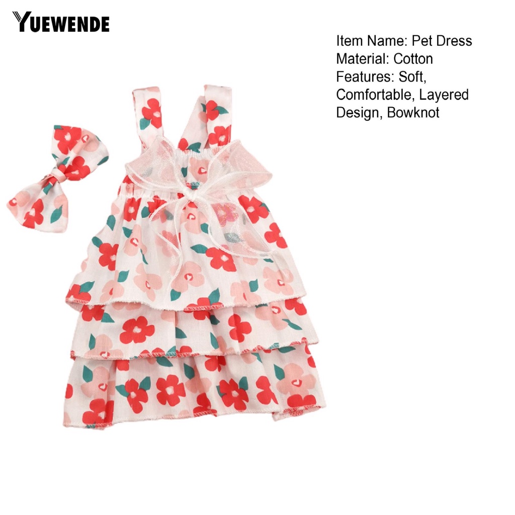 1 Set Đầm Cotton Họa Tiết Quả Chanh Đính Nơ Xinh Xắn Cho Thú Cưng