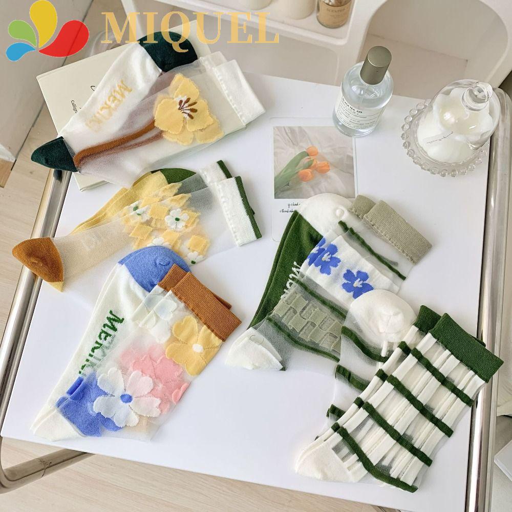 Vớ Cotton Mềm Mại Họa Tiết Hoa Thời Trang Xuân Hè Dành Cho Nữ