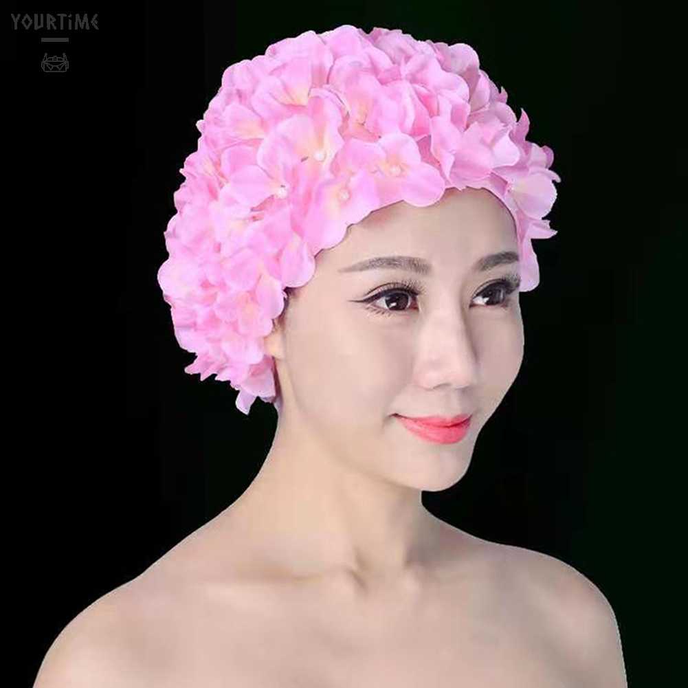 Mũ Bơi In Hoa 3D Thoáng Khí Thoải Mái Cho Nữ