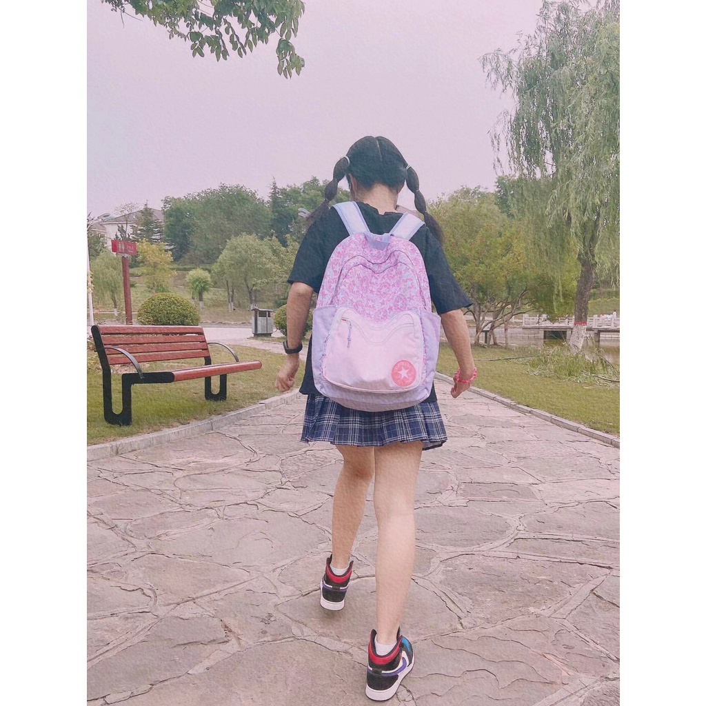 Balo Converse Màu Hồng / Tím In Logo Trái Tim Dung Tích Lớn Cho Nam Và Nữ 1066