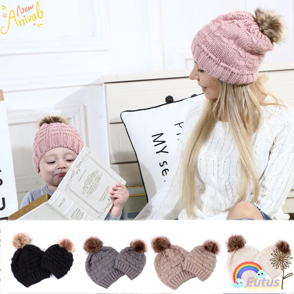 Mũ Len Đính Quả Bông Ấm Áp Dễ Thương Cho Bé