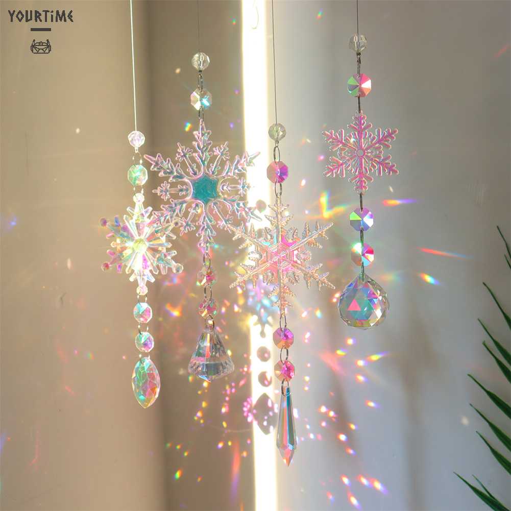 Chuông Gió Hình Bông Tuyết Pha Lê Phản Quang Siêu Bền Treo Trang Trí Phòng Khách