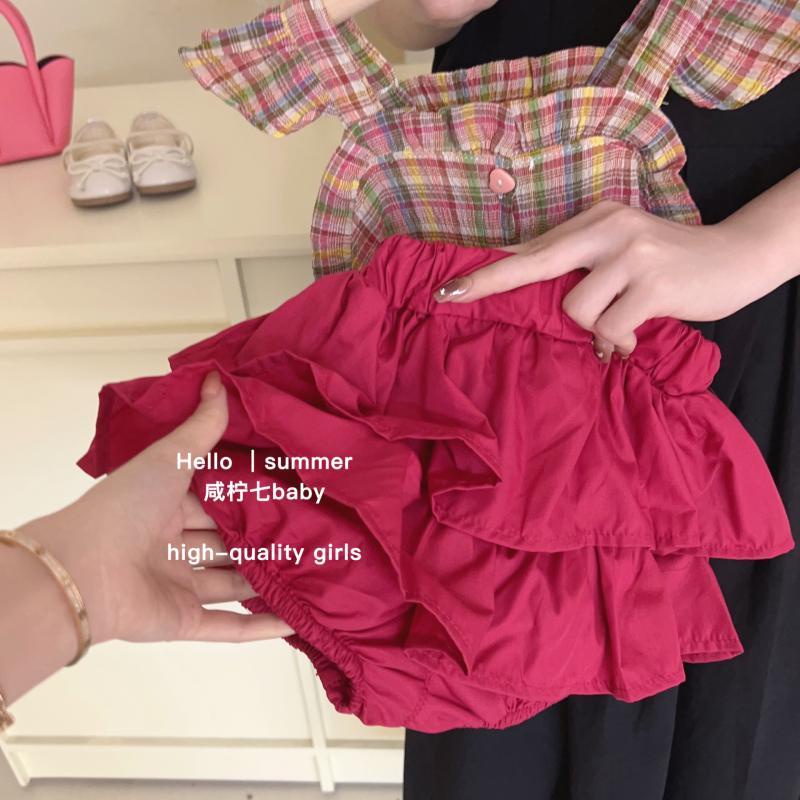 Set Áo Hai Dây Họa Tiết Sọc Caro Và Quần Dài Thời Trang Mùa Hè Phong Cách Hàn Quốc Cho Bé Gái