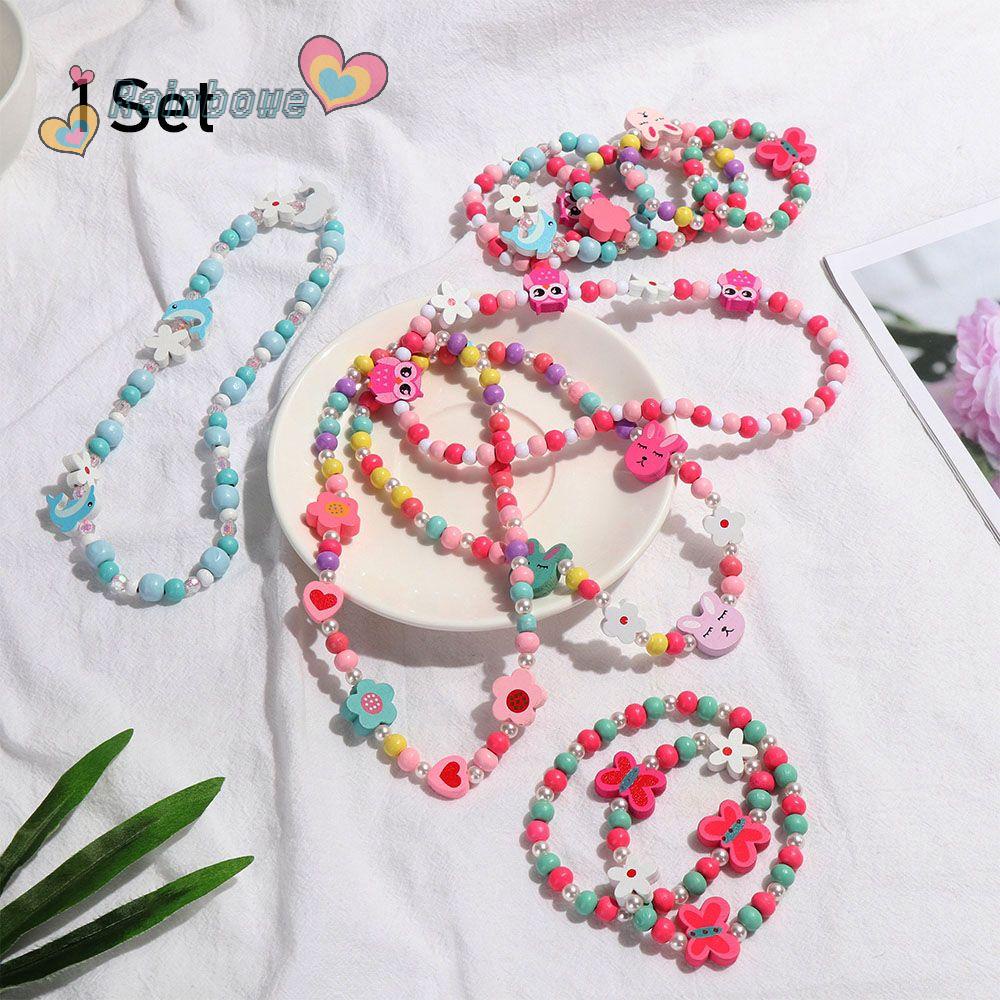 1 Bộ Phụ Kiện Làm Trang Sức Thủ Công Hình Bướm Hoạt Hình Màu Cầu Vồng Dành Cho Bé Gái