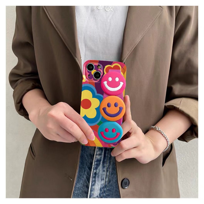Ốp Điện Thoại In Hình Mặt Cười Có Dây Đeo Cho IPhone 14, 13, 12, 11 Xs, Xr X 8, 7puls, 11promax