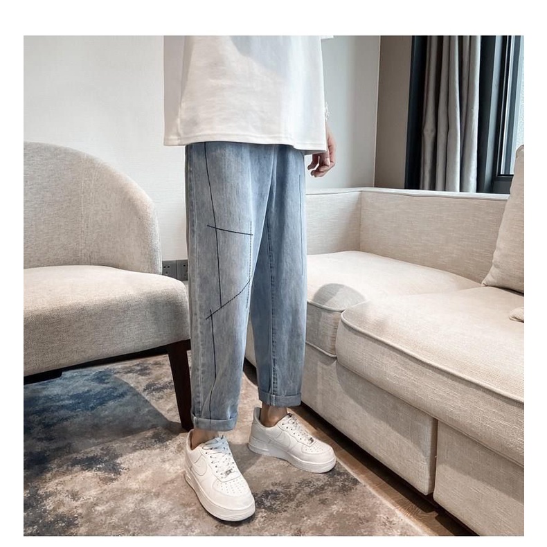 Quần Jeans Dài Ống Rộng Phong Cách Hong Kong Thời Trang Mùa Hè Cho Nam