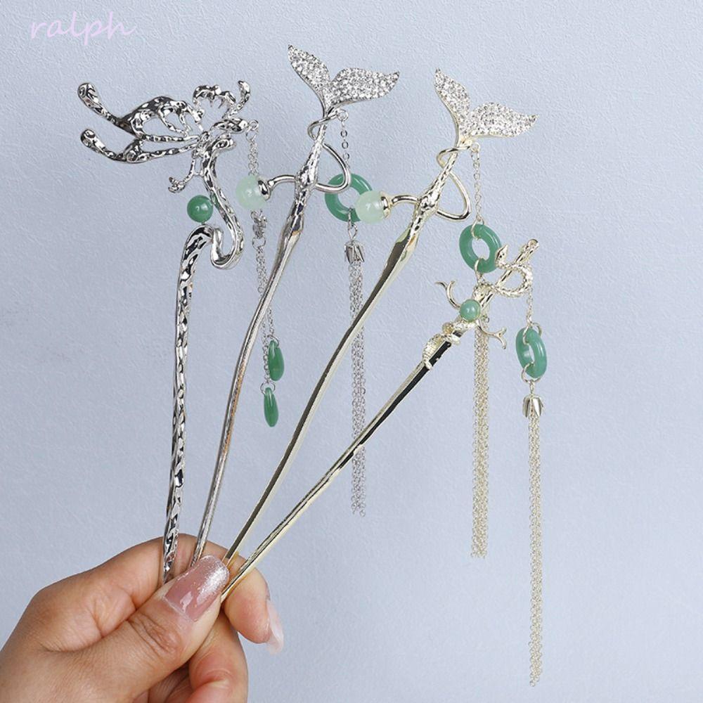 Trâm Cài Tóc Tua Rua Bằng Đồng Hình Bướm Phong Cách Hanfu Trung Hoa