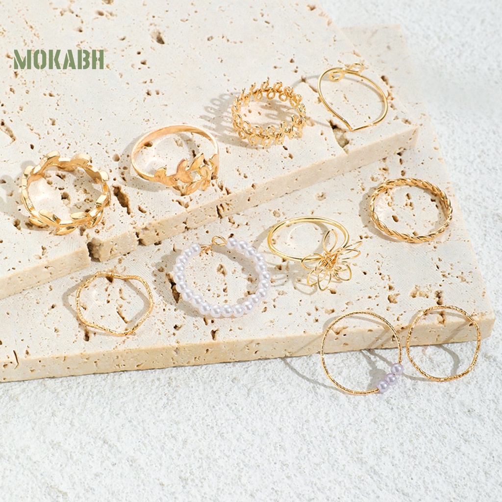 10 Nhẫn Đeo Ngón Tay Mạ Điện Họa Tiết Theo Phong Cách Bohemian Dùng Cho Tiệc