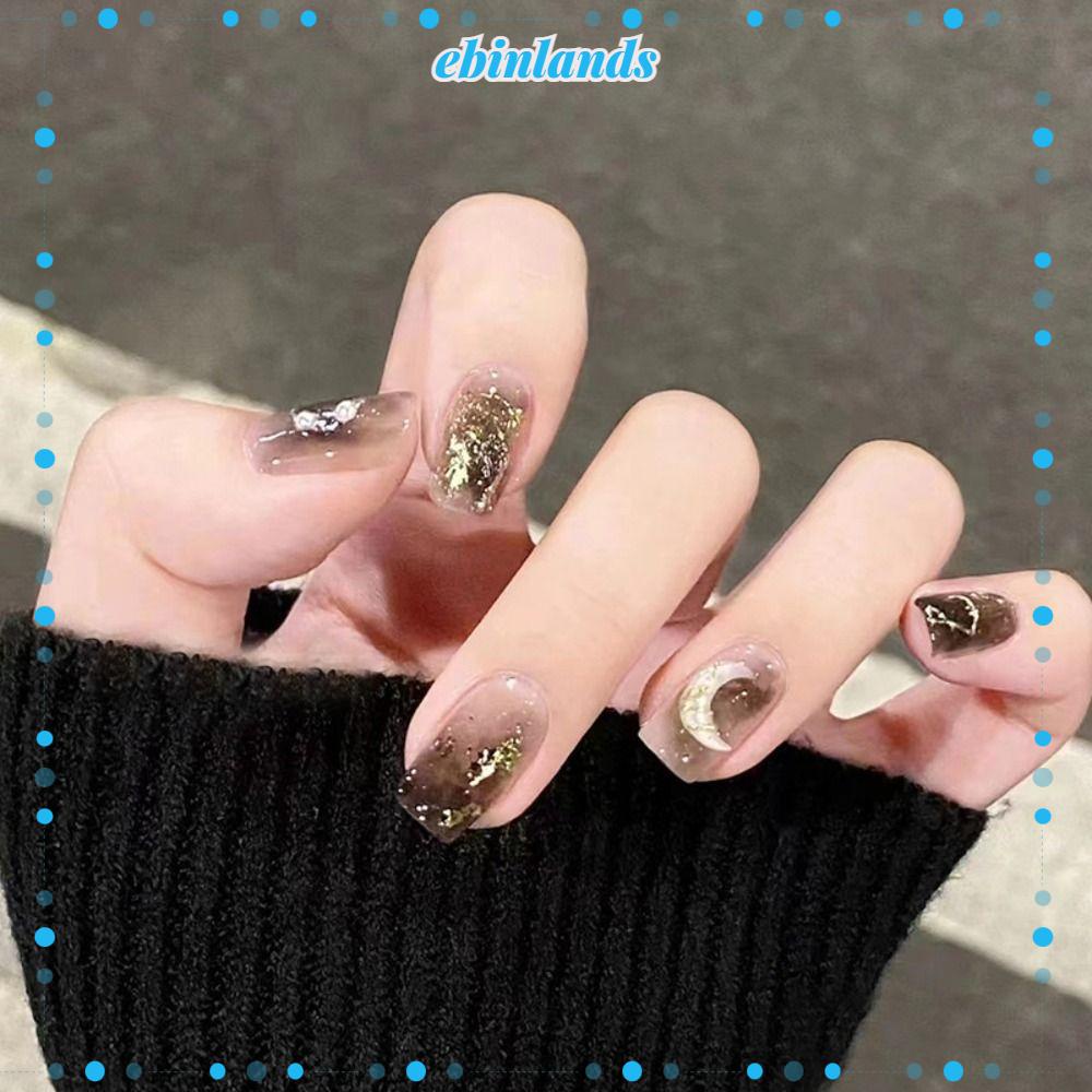 Set 24 Móng Tay Giả Dạng Nhấn Phong Cách Pháp Ngọt Ngào