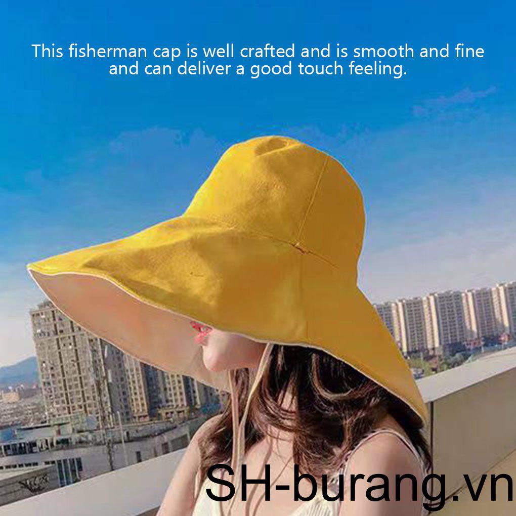 Mũ Bucket Vành Rộng Điều Chỉnh Được Thiết Kế Đơn Giản Thời Trang Cho Nữ