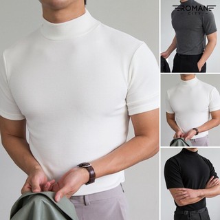 Áo Thun Tay Ngắn Cổ Cao Dáng Ôm Thời Trang Mùa Hè Cho Nam