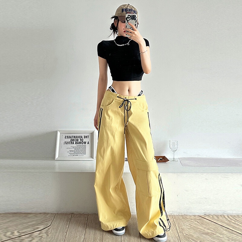 Kliou Quần ống rộng Lưng Cao Phong Cách Hip hop Cổ Điển Thời Trang Mùa Hè 2023 Dành Cho Bạn Nữ