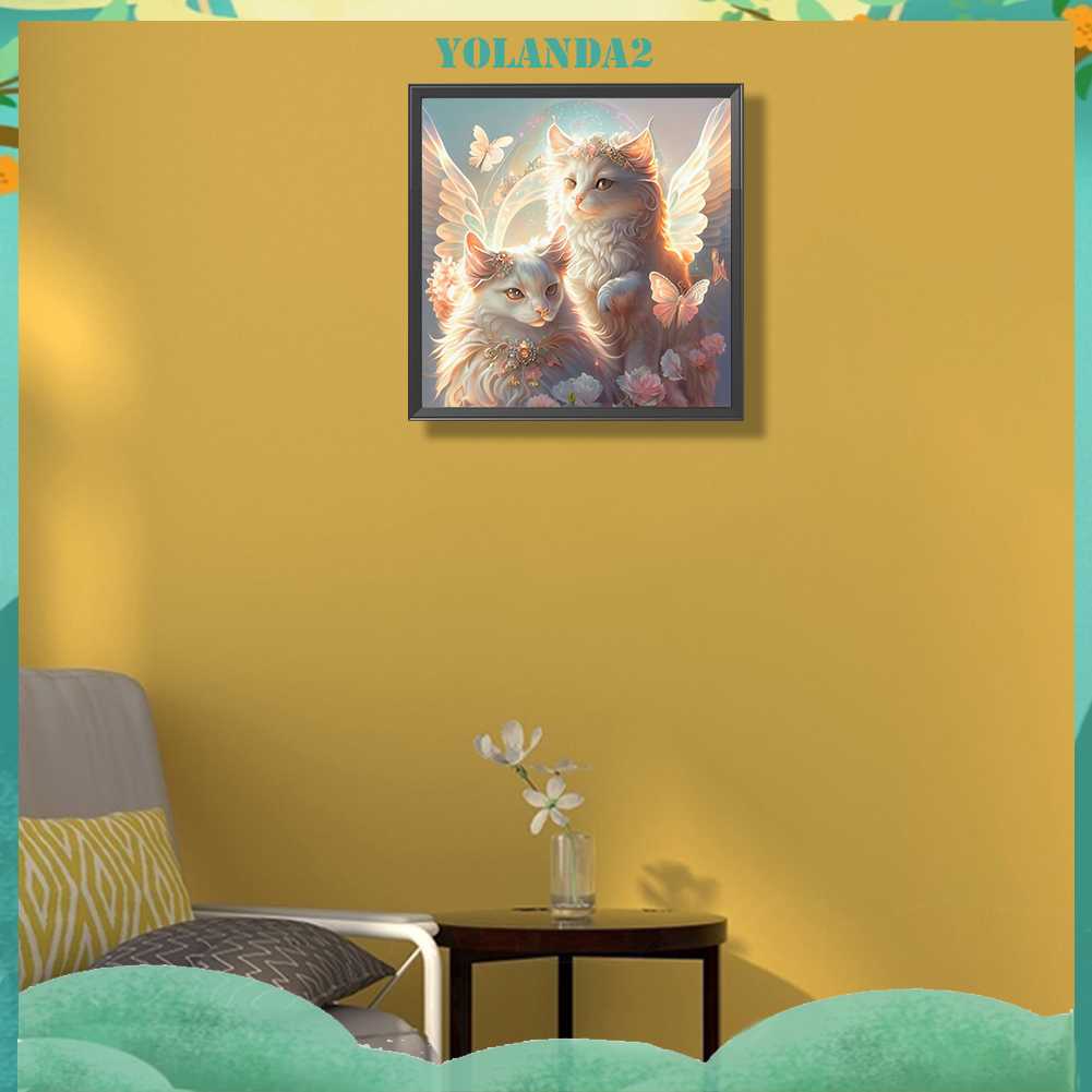 Tranh Đính Đá Kim Cương Toàn Bộ 5D DIY Hình Vẽ Mèo Trang Trí Nhà Cửa