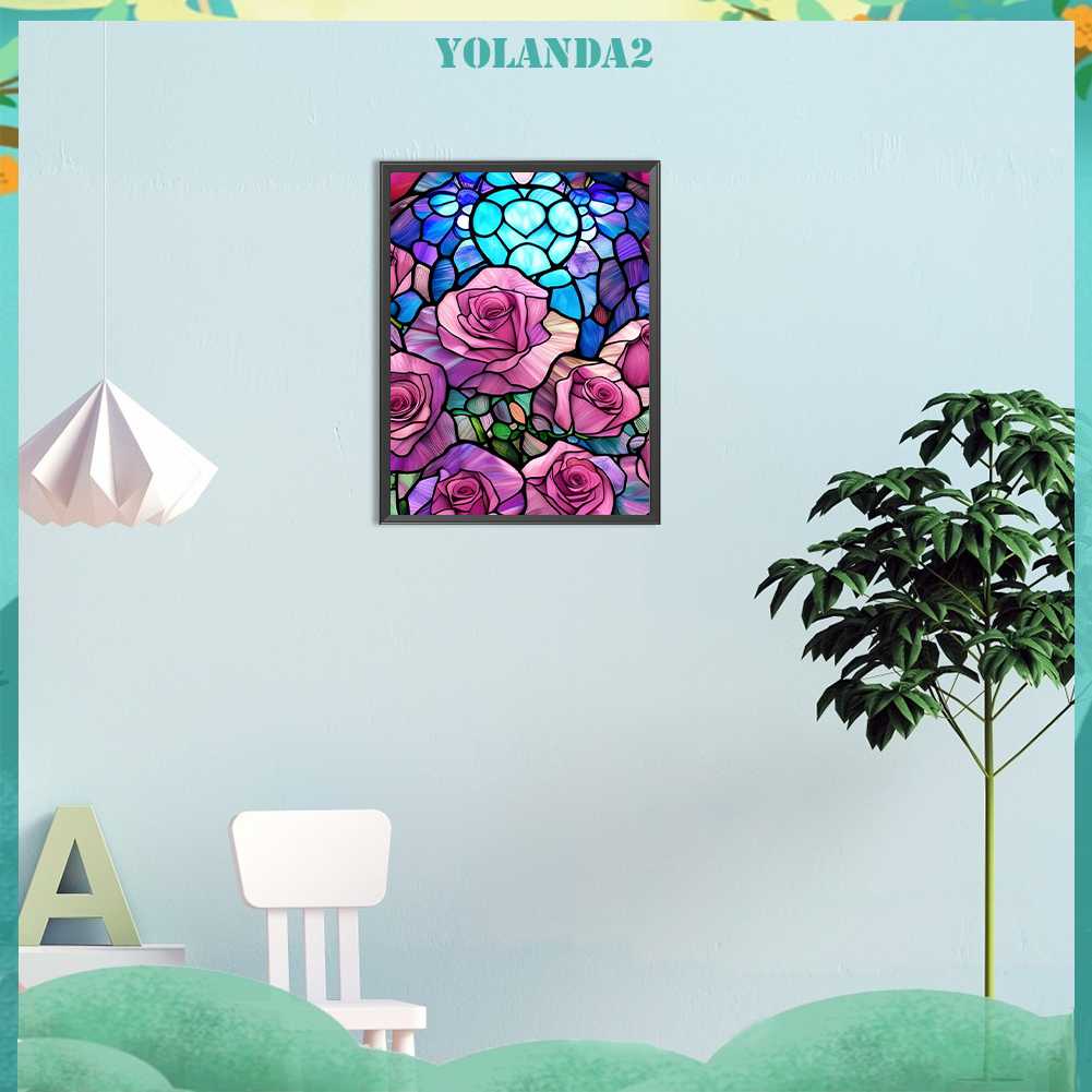 Tranh Đính Đá Kim Cương Toàn Bộ 5D DIY Hình Vẽ Hoa Hồng Trang Trí Nhà Cửa