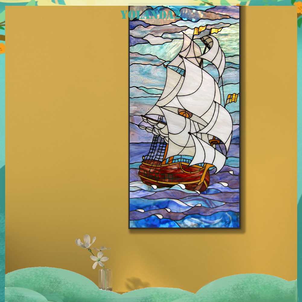 Tranh Đính Đá Kim Cương Toàn Bộ 5D DIY Hình Vẽ Thuyền Buồm