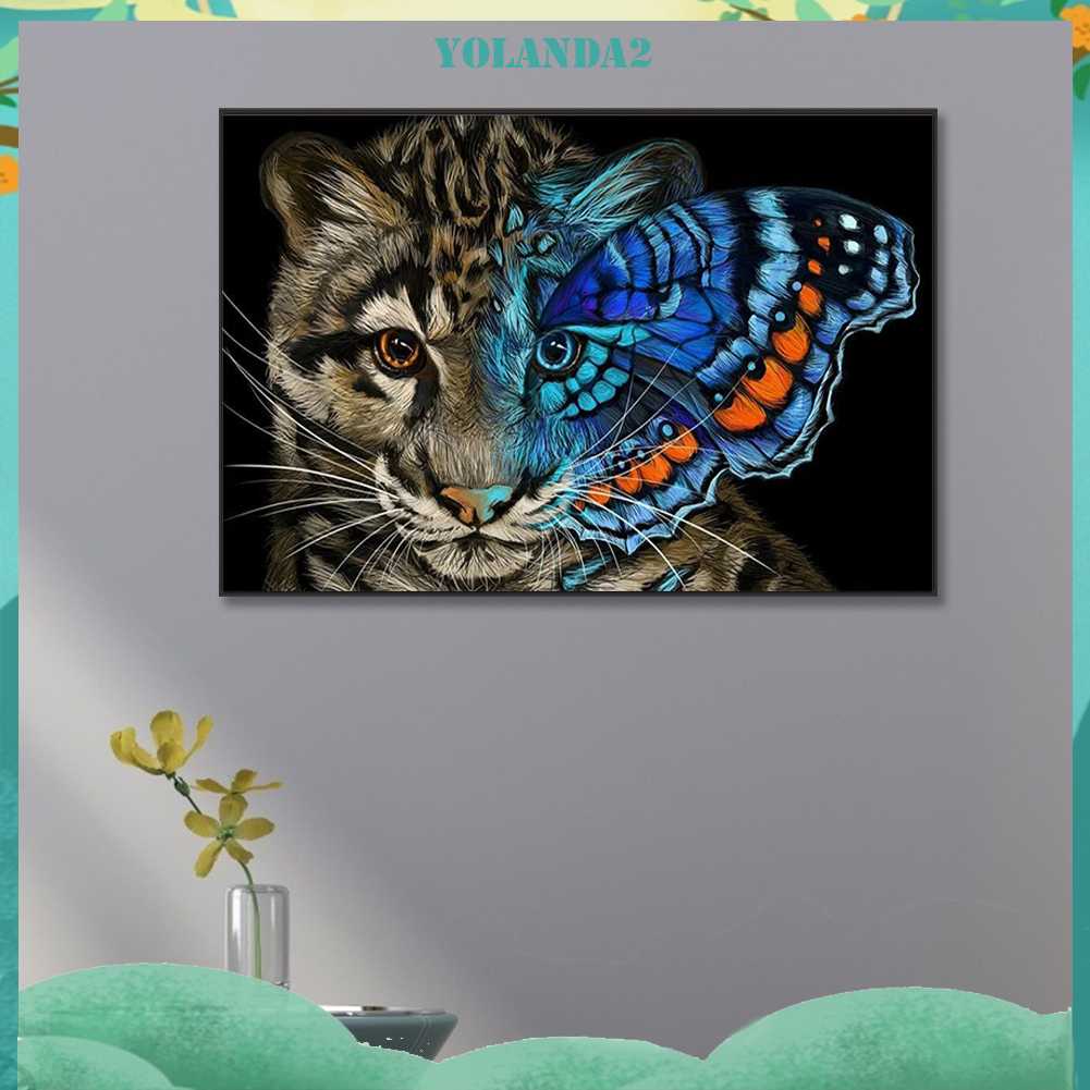 Tranh Đính Đá Kim Cương Toàn Bộ 5D DIY Hình Vẽ Mèo Trang Trí Nhà Cửa