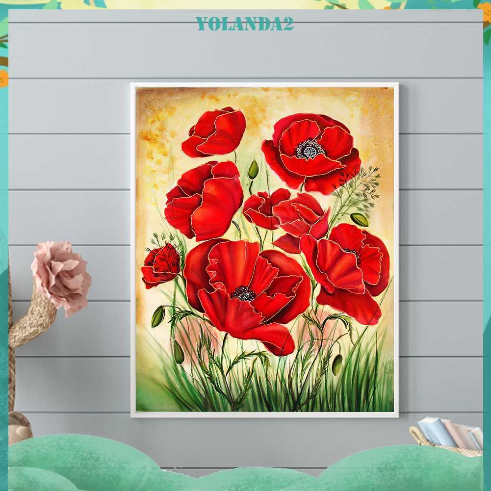 Tranh Đính Đá Kim Cương Toàn Bộ 5D DIY Hình Vẽ Hoa Trang Trí Nhà Cửa