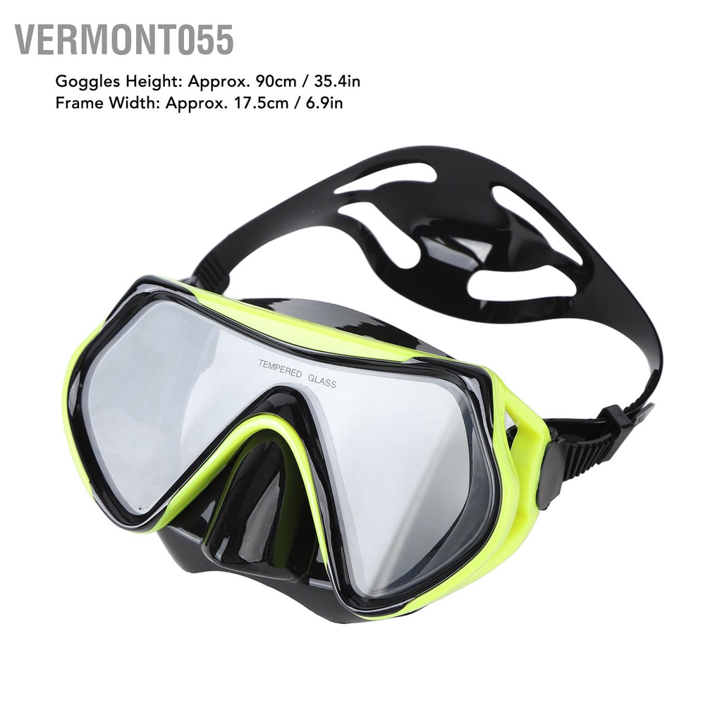 Vermont055 Kính lặn dành cho người lớn Thiết bị bơi ngoài trời với ống thở bằng silicon không có sương mù