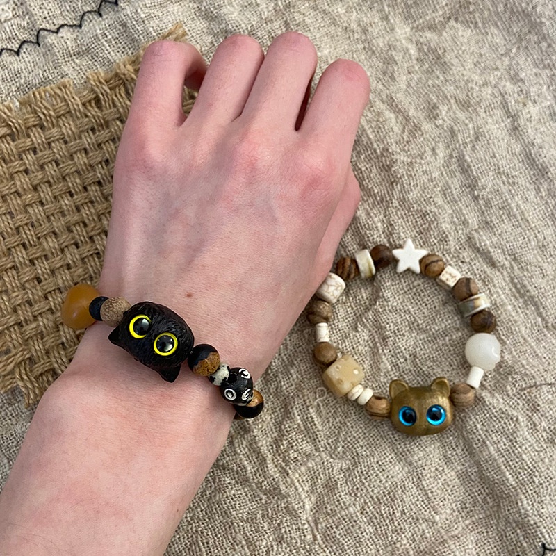 Vòng Tay Chuỗi Hạt Phối Mặt Hình Mèo Dễ Thương Thời Trang Mùa Hè 2023