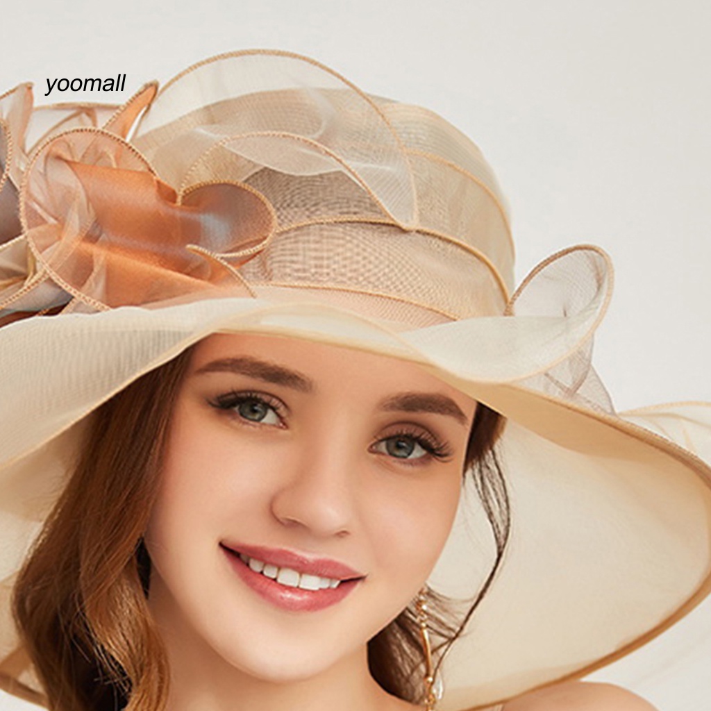 Mũ Lưỡi Trai Chống Nắng Viền Lưới Nhiều Lớp Nhìn Xuyên Thấu Chống Tia UV Trang Trí Hoa Cho Nữ