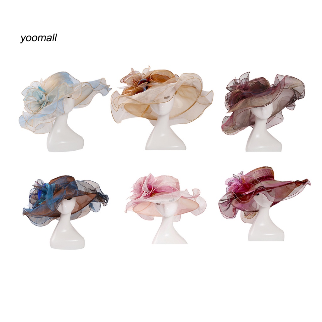 Mũ Lưỡi Trai Chống Nắng Viền Lưới Nhiều Lớp Nhìn Xuyên Thấu Chống Tia UV Trang Trí Hoa Cho Nữ