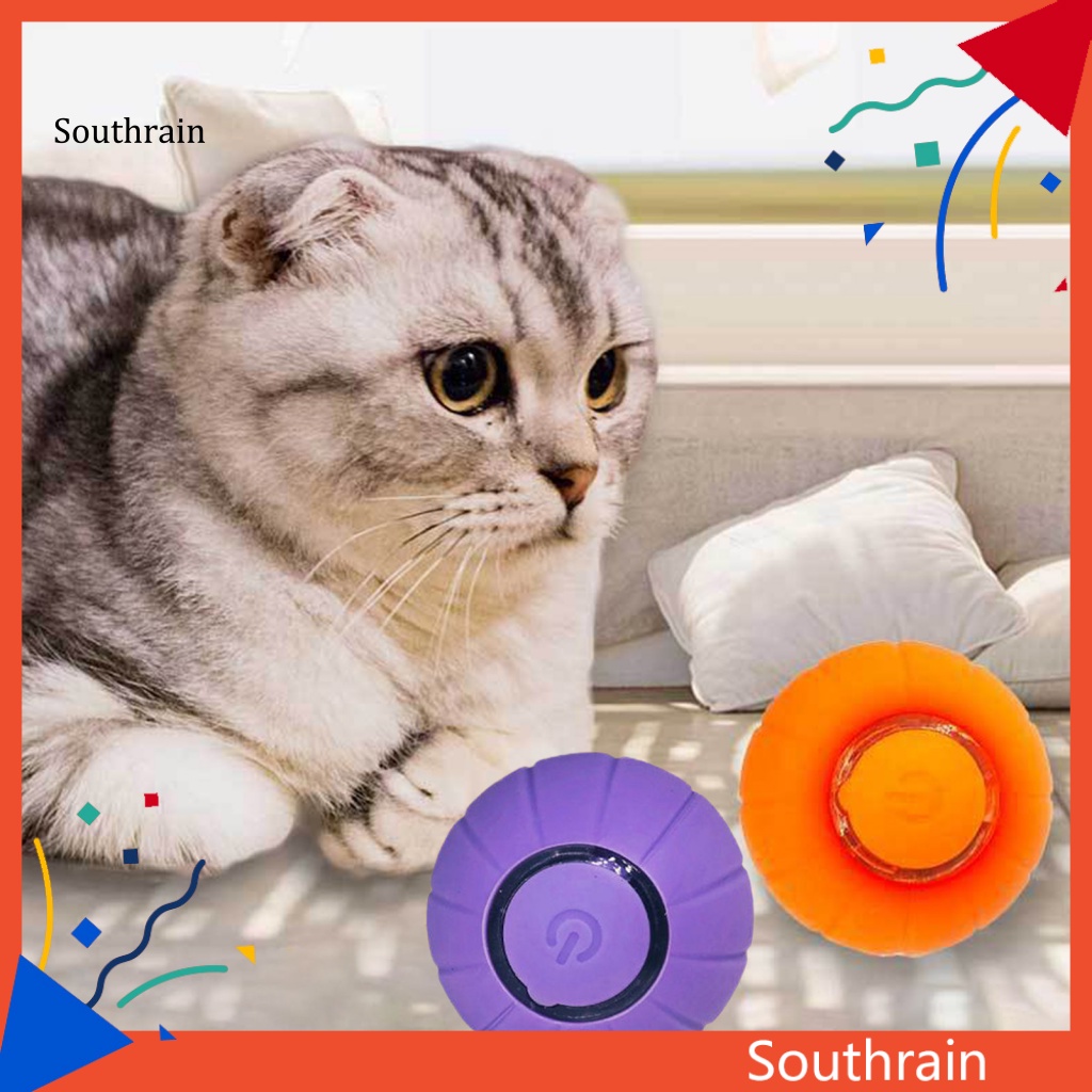 Đồ Chơi Huấn Luyện Tương Tác Với Mèo Hình Quả Bóng Lăn Hai Chế Độ Tự Động Bằng Silicon Đàn Hồi Có Đèn