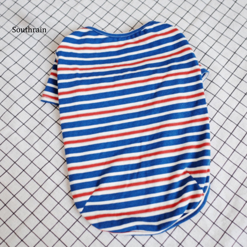 Áo Thun Mỏng Hai Lớp Co Giãn Họa Tiết Sọc Dành Cho Cún Cưng