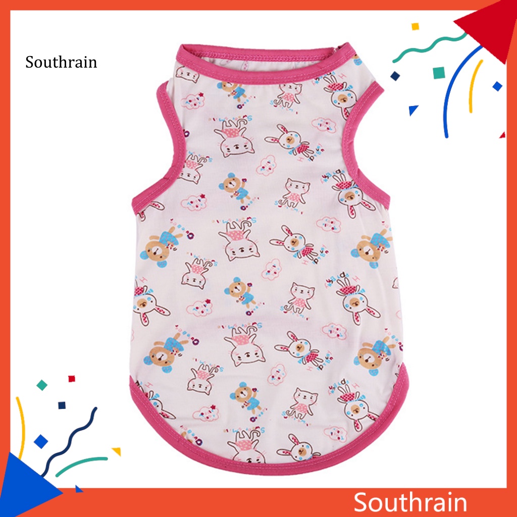 Áo Thun Cotton Sát Nách Chống Co Giãn In Họa Tiết Hoạt Hình Dễ Thương Thời Trang Mùa Hè Cho Cún Cưng