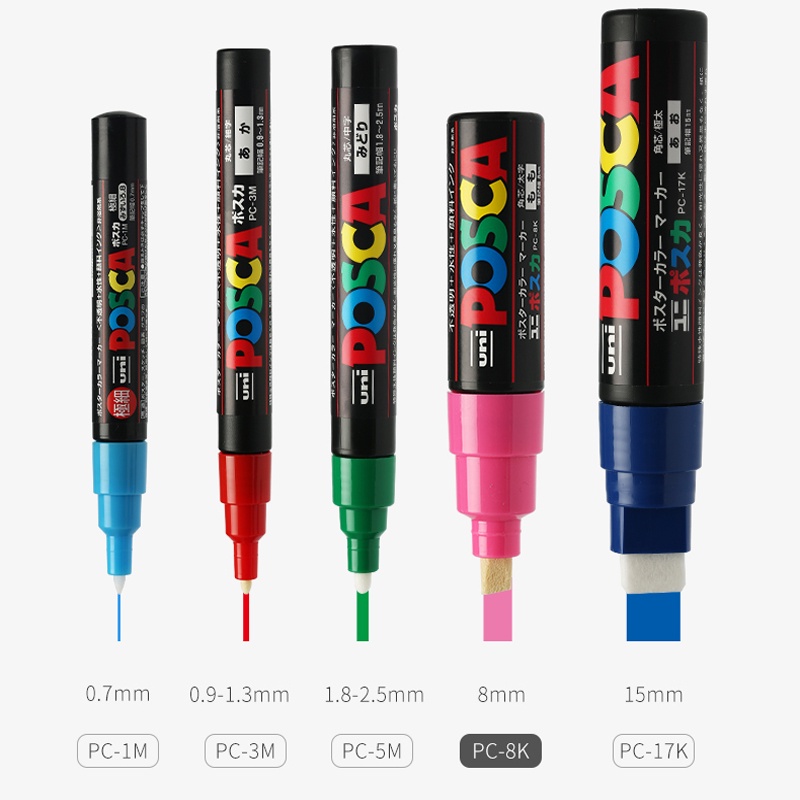 1 Bút Lông Đánh Dấu Uni Posca PC-8K Rộng Ngòi 8mm Có 15 Màu