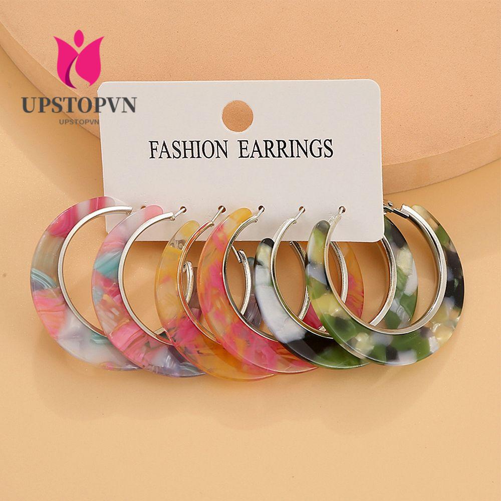 Bộ Bông Tai Tròn Acrylic Thời Trang Nữ Tính