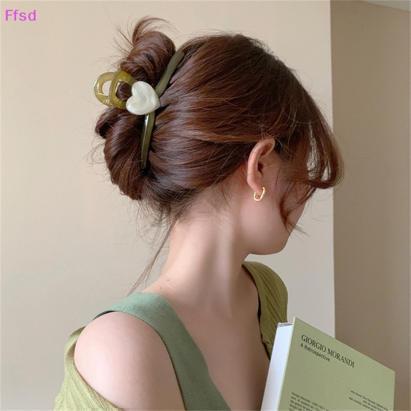 Kẹp Tóc Hình Trái Tim Màu Thạch Phong Cách Vintage Hàn Quốc Dễ Thương Cho Nữ