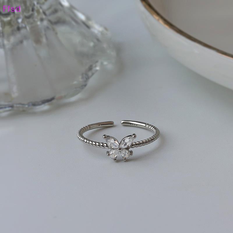 {Ffsd} Nhẫn Hở Đính Đá Zircon Hình Bướm Màu Sắc Đẹp Mắt Tinh Tế Làm Quà Tặng Trang Sức Tuyệt Đẹp