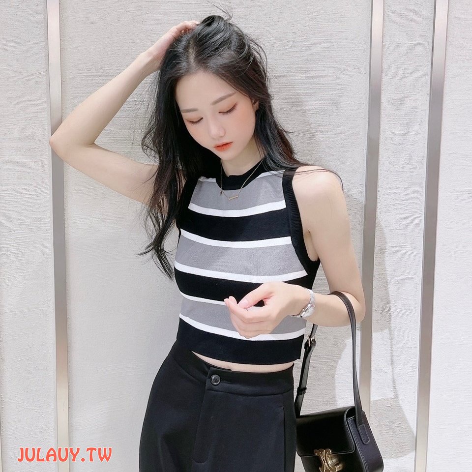 Áo Hai Dây Dệt Kim Kẻ Sọc Thời Trang Mùa Hè Cho Nữ