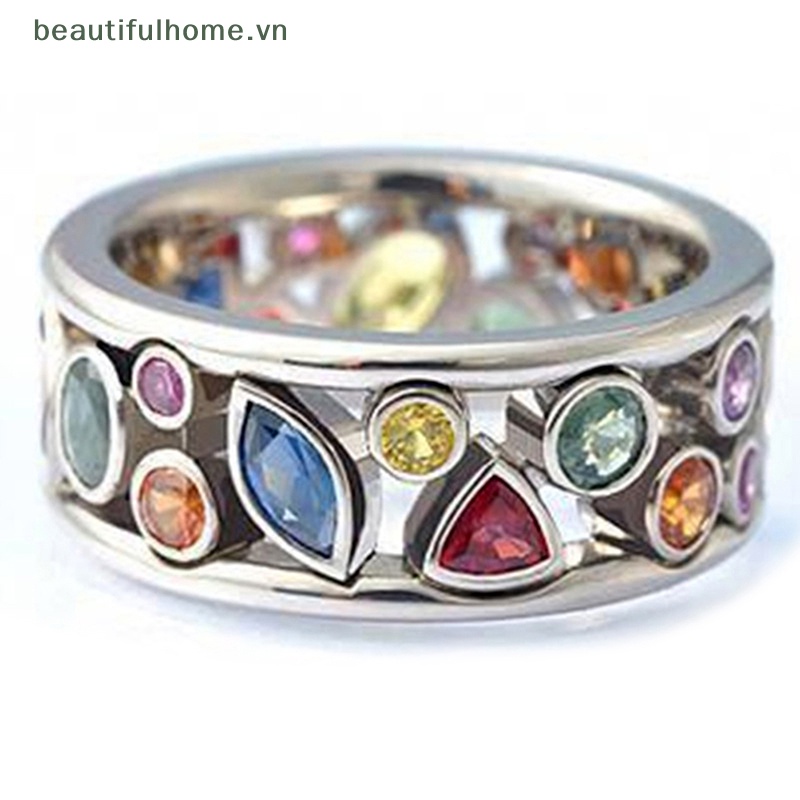 [beautifulhome] Nhẫn Thiết Kế Hình Học Đính Đá Zircon Nhiều Màu Sắc Thời Trang Có Thể Mặc Hàng Ngày Làm Quà Tặng Trang Sức [beauty]