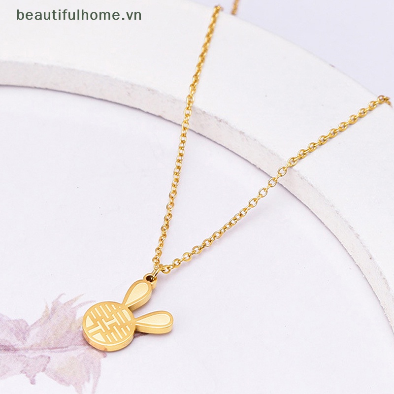 Vòng cổ Hai Mặt Bằng Thép Titan Mặt Hình Thỏ Hoàng Đạo Đơn Giản Thời Trang Cá Tính [beauty]