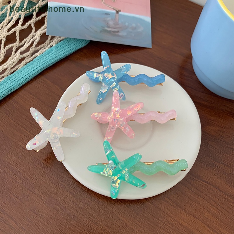 [beautifulhome] Kẹp Tóc Mái Mái Lượn Sóng Hình Sao Biển Màu Vàng Cá Tính Dễ Phối Đồ [beauty]