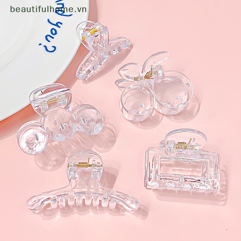 Set 10 Kẹp Tóc Càng Cua Bằng Nhựa Resin Trong Suốt Đơn Giản Thời Trang Cho Nữ