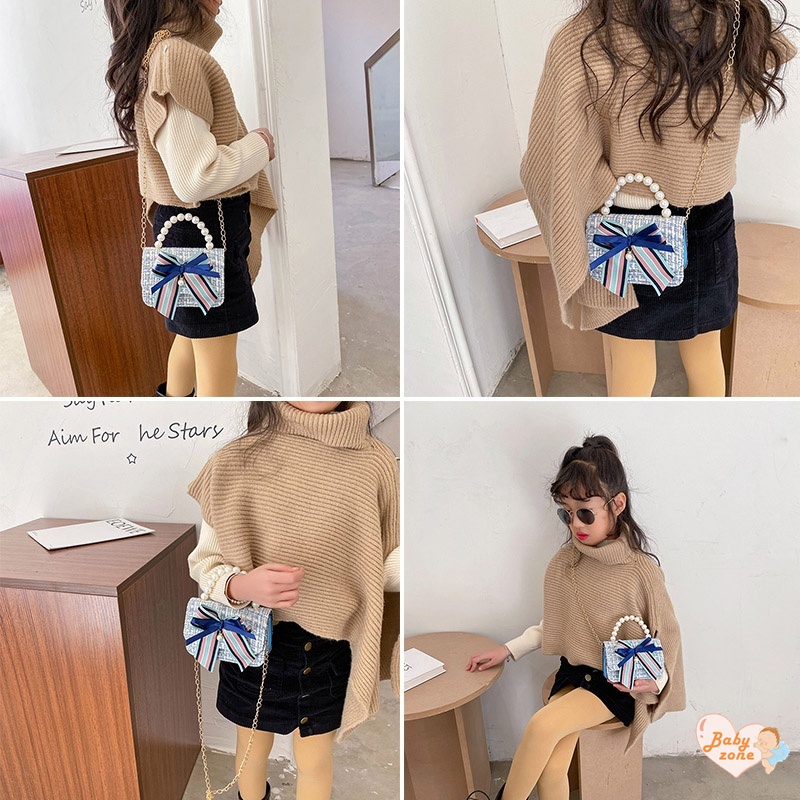 Hàng Mới Về Mới Túi Đeo Chéo Dây Chuỗi Ngọc Trai Thời Trang Dành Cho Bé Gái
