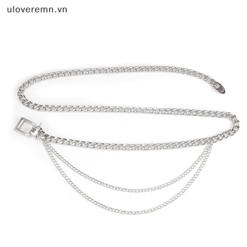 Uloveremn Thắt Lưng Dây Xích Kim Loại Nhiều Lớp Dáng Dài Phối Tua Rua Cho Nữ