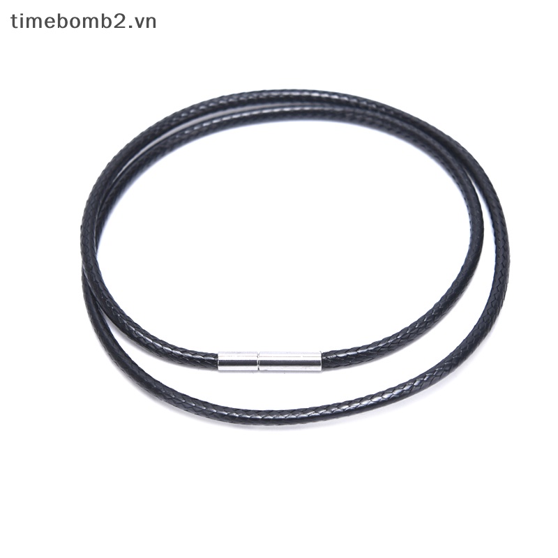 {Timebomb} Vòng Cổ Choker Dây Da Sáp Đen Khóa Xoay Bằng Thép Không Gỉ Trang Sức.