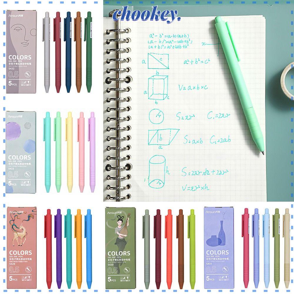 CHOOKEY Set 5 Bút Mực Gel Dạng Nhấn Tiện Dụng Chất Lượng Cao