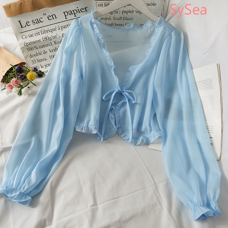 Áo Sơ Mi Voan Phối Ren Thời Trang Mùa Hè Dành Cho Nữ