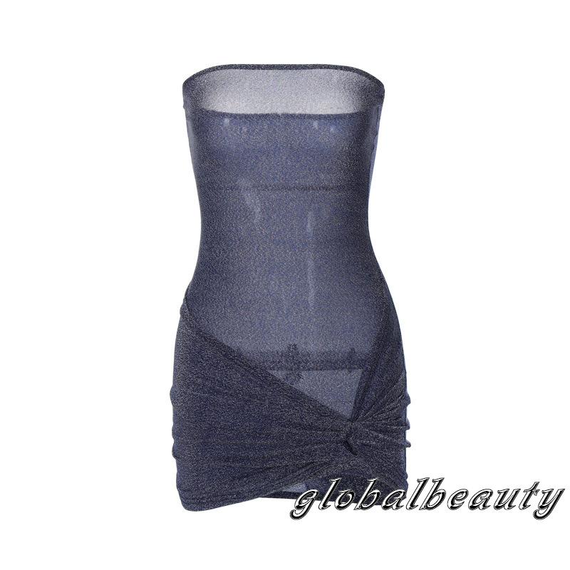 Đầm Ống Mini Màu Trơn Thắt Nút Không Dây Thời Trang Mùa Hè Cho Nữ