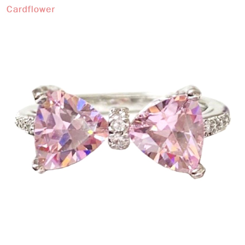 < Cardflower > Nhẫn Công Chúa Đính Đá Zircon Pha Lê Hồng Thiết Kế Ngọt Ngào Tinh Tế Thời Trang Làm Quà Tặng Sinh Nhật Cho