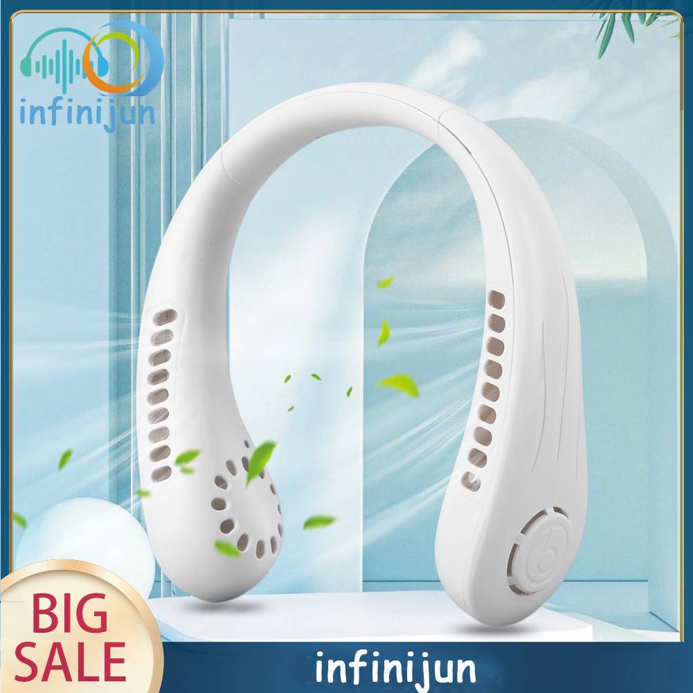 Quạt mini sạc usb 800mAh 3 Tốc Độ Không Cánh Đeo Cổ Yên Tĩnh