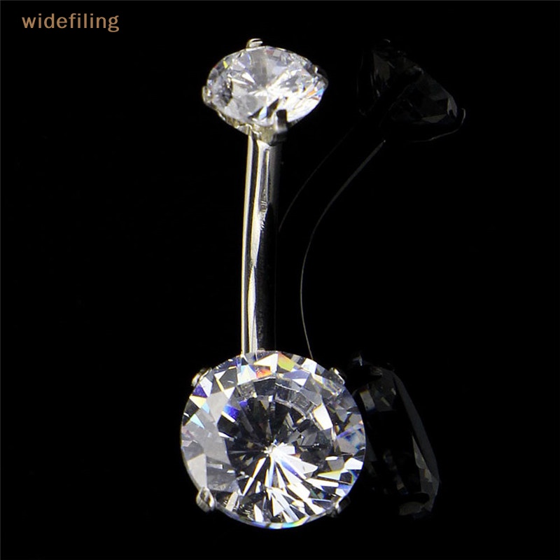 Khuyên Rốn Thép Bản Rộng Đính Đá Pha Lê Đẹp Mắt