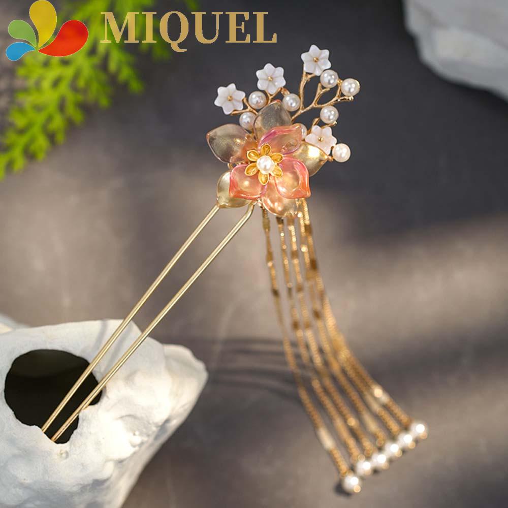 Trâm Cài Tóc Bằng Hợp Kim Đính Hoa Tua Rua Phong Cách Hanfu Cho Nữ