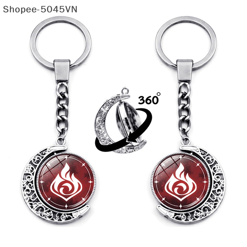 [Hàng Có Sẵn] Móc Khóa Hình Mắt Trăng Xoay 360 Độ Genshin Va Chạm (H)